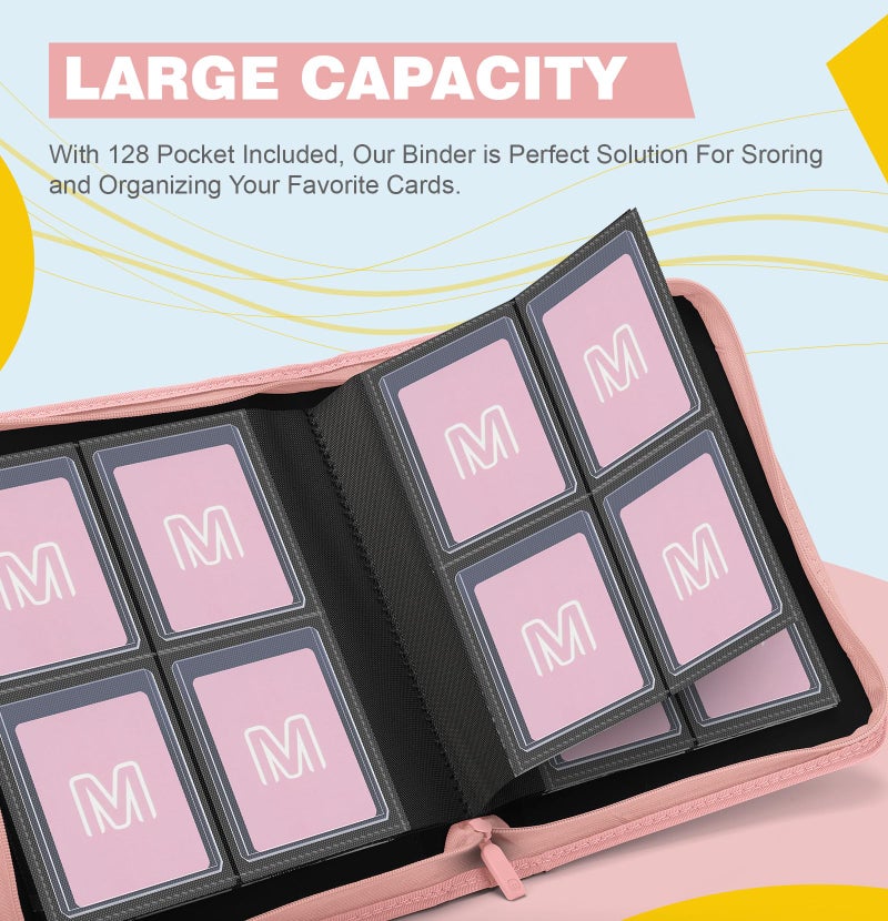 MOSLA Toploader Binder,4-Pocket Side Load Trading Card Album, Holds 128 Cards with Double-Sided Pockets for MTG, Sports Cards, Top Loader Storage - Image 2